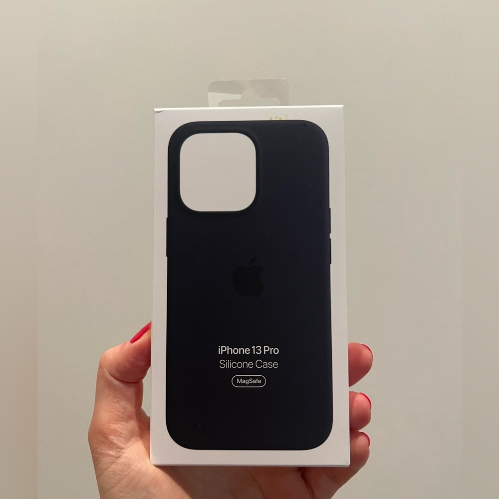 iPhone 13 Pro silicon mag safe case. Midnight black color.